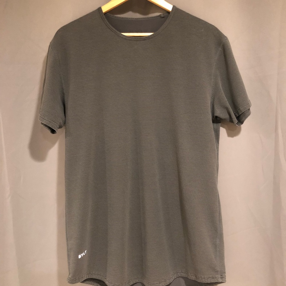 BYLT Basics Grey with Black Stripes Casual shirt Size Medium
